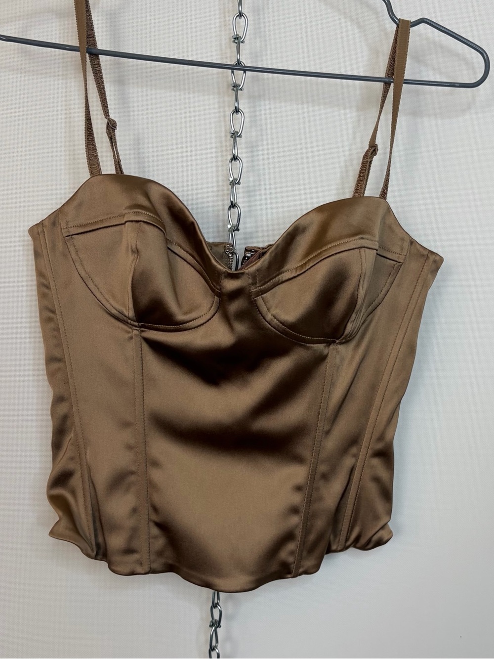 Wilfred Taupe Satin Bustier Crop Top